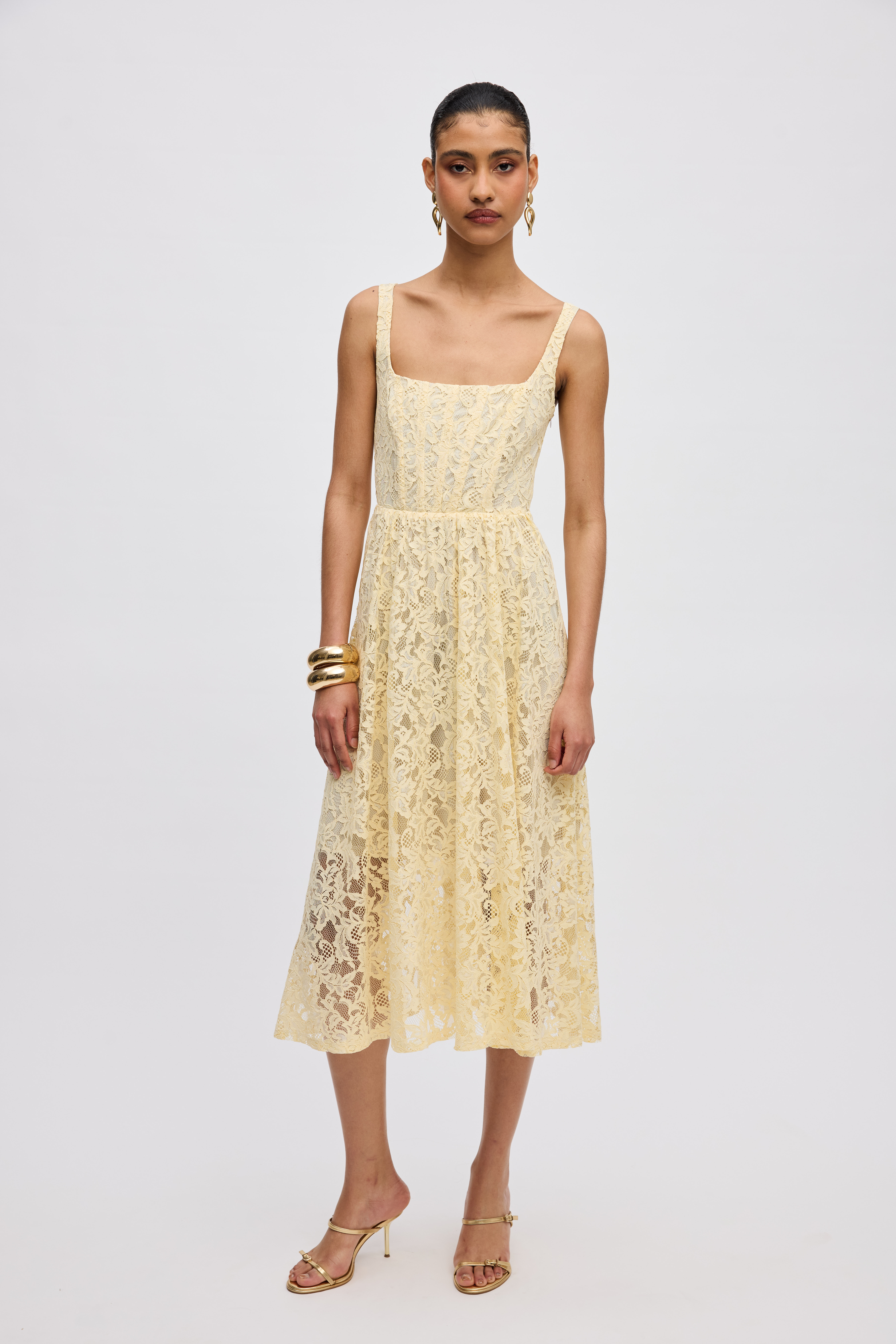 Lace midi φόρεμα 