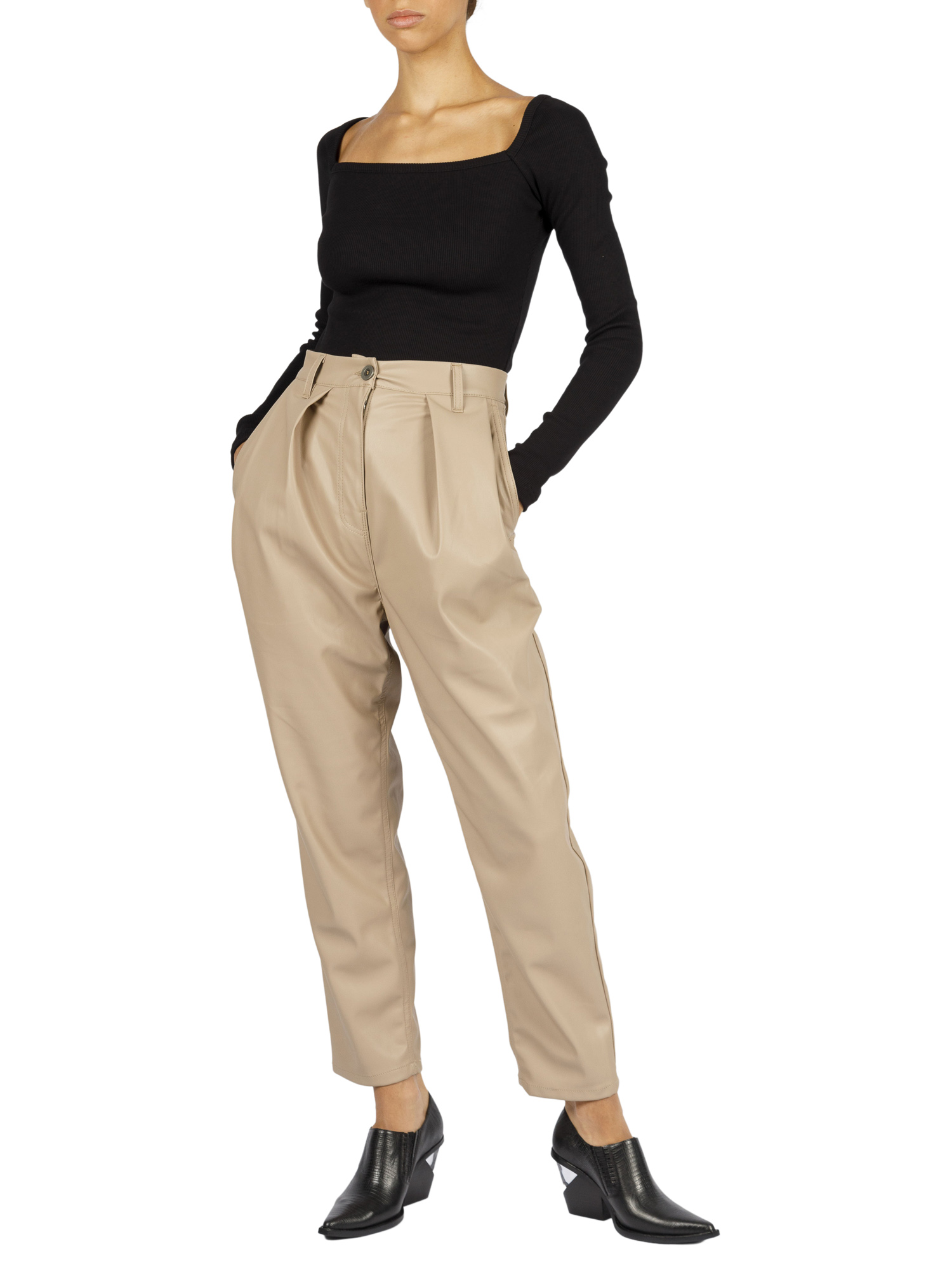 Marcella Beige Faux-Leather